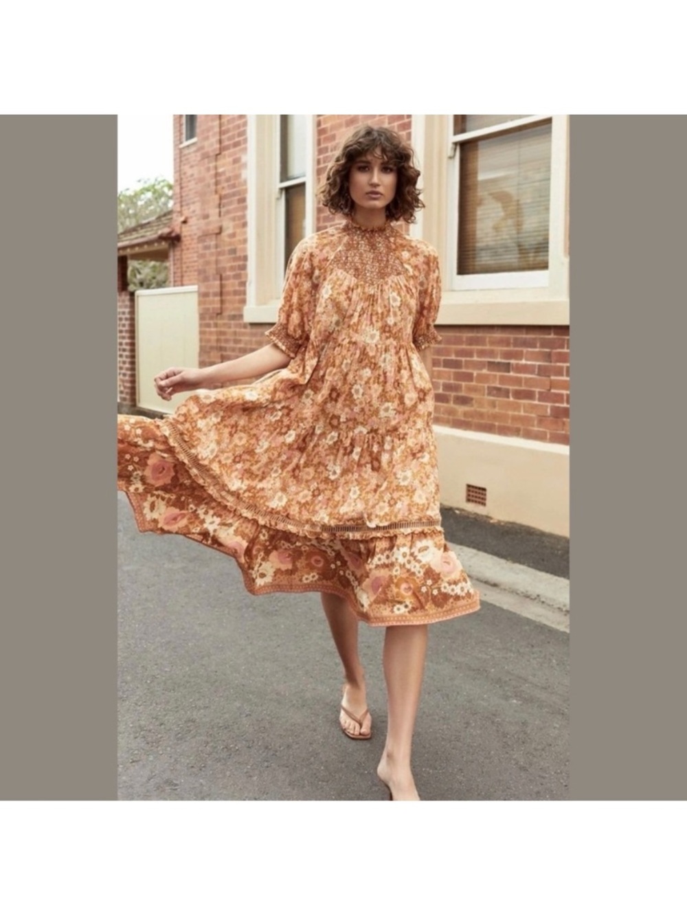 Spell & The Gypsy Collective Anne Midi Gown Peach Floral Dress XS